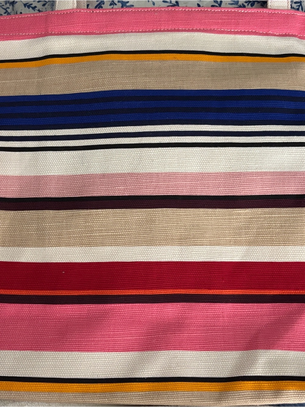 Kate Spade "On Purpose" Pink Multi-Stripe Tote Bag With Bow Accent - Picture 2 of 4